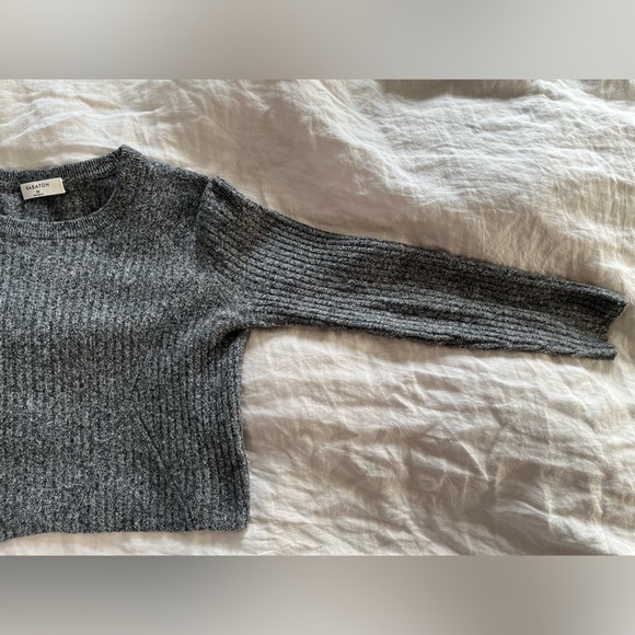 Aritzia Babaton Women's Wool Linen Nathaniel Crop Sweater in Heathered Gray XS - Picture 7 of 10